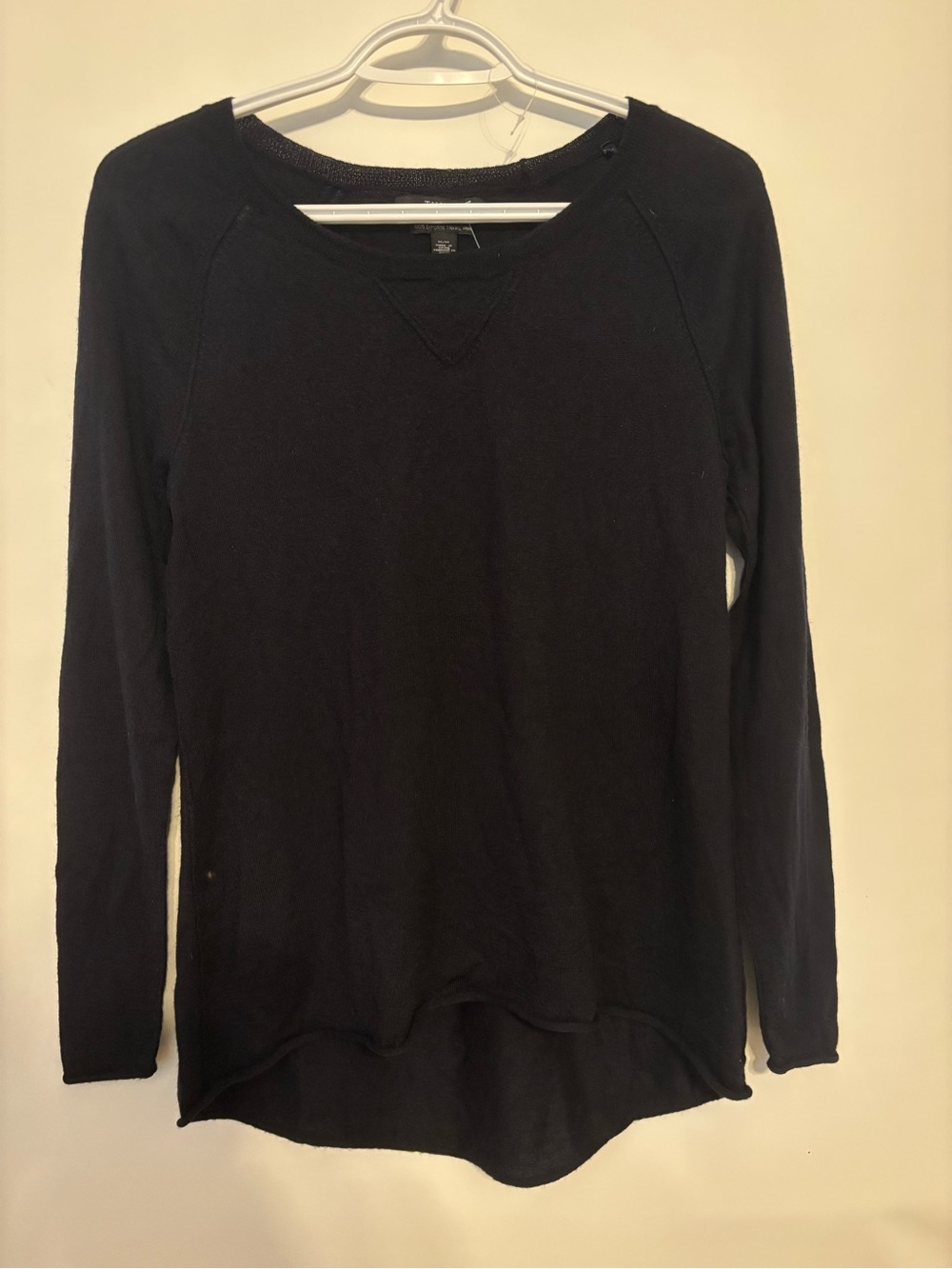 Tahari navy Long-Sleeve Scoop-Neck Pullover merino wool